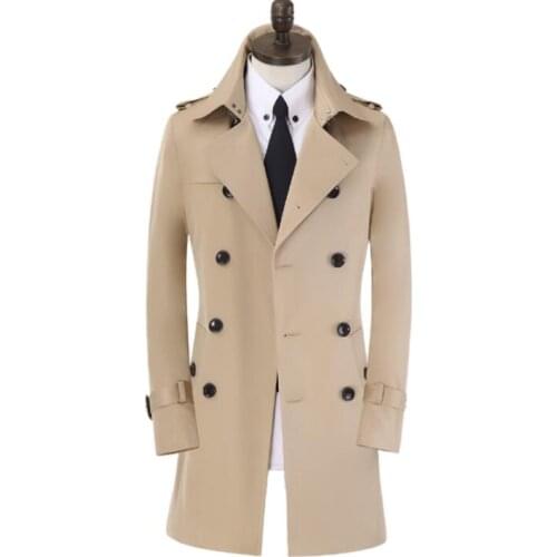 Beige mens trench coats man long coat men double breasted clothes slim fit overcoat long sleeve spring autumn new designer 9XL