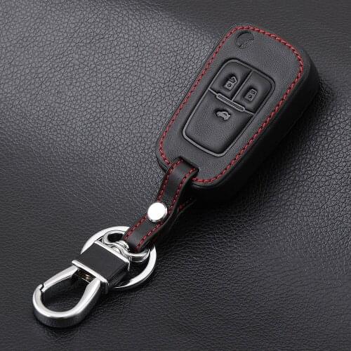 VCiiC Genuine Leather car key cover case set keychain For Chevrolet Cruze Spark Onix Silverado Volt Camaro Aveo Sonic 3 Buttons