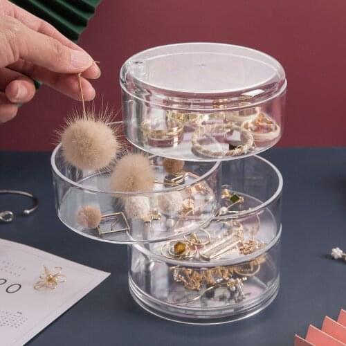 Rotating transparent first jewelry box desktop storage transparent dust-proof cover cosmetic jewelry rack cosmetic rack