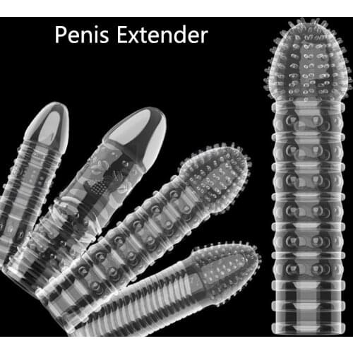 1pcs Male Enlargement Penis Extender Sheath Reusable Condom Enhancer Erection Penis Sleeve Delay Ejaculation Sex Toys for Man