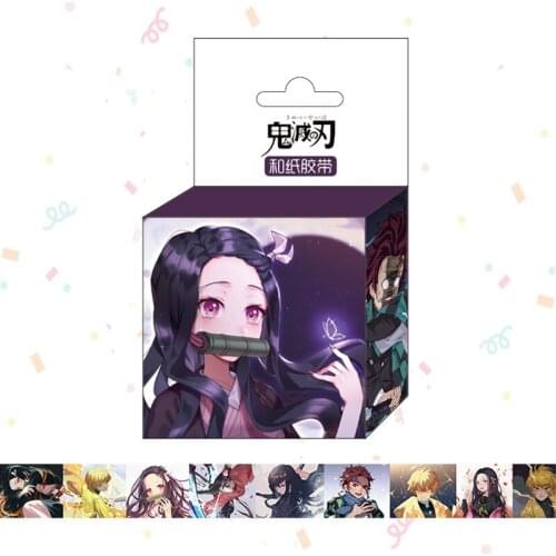 10 boxes/lot Demon Slayer Kimetsu no Yaiba Tape Anime Kamado Tanjirou Nezuko Washi Tapes Paper Hand account sticker 15mm x 5m