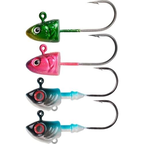 5pcs/lot Jig Fishing Hooks 3.5g 5g 7g 10g Colorful Fish Lead Head Hook For Soft Worm Bait For Quick Sinking Fishing Accessories