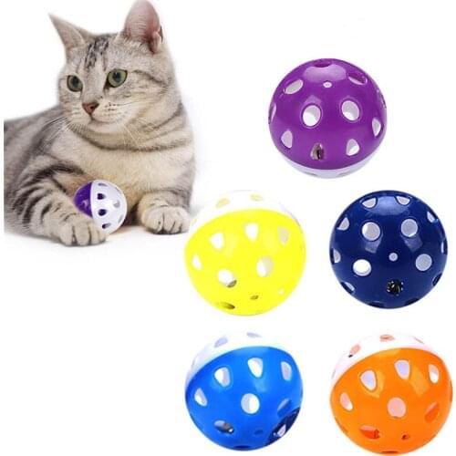 5pcs Toys For Cats Ball With Bell Ring Playing Chew Rattle Scratch Plastic Ball Interactive Cat Training Toys Pet Cat Supply