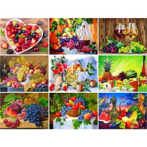 5D Diy Diamond Painting Fruit Set Kit Full Drill Square Diamond Embroidery Mosaic Picture of Rhinestones Home Decoration