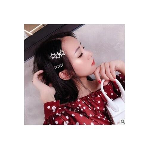 60pcs/lot DIY Sliver Drill Five-Pointed Star Hair Clips Small/Large Diamante Hairpin Hair Care Styling Accessories Tools HA651