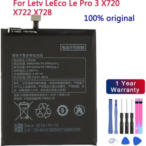 100% original Good quality Real LTF23A 4070mAh Battery For Letv LeEco Le Pro 3 X720 X722 X728 Battery Replacement+Free tools