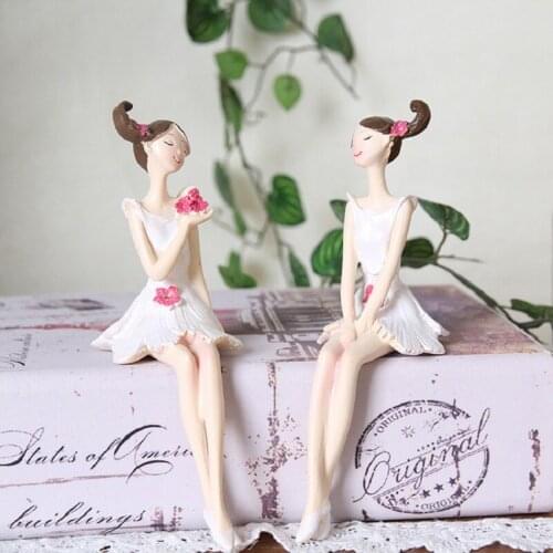 2PCS/set Home decoration accessories Artesanato Miniaturas Resin craft miniatura kawaii fairy Hanging foot doll manualidades