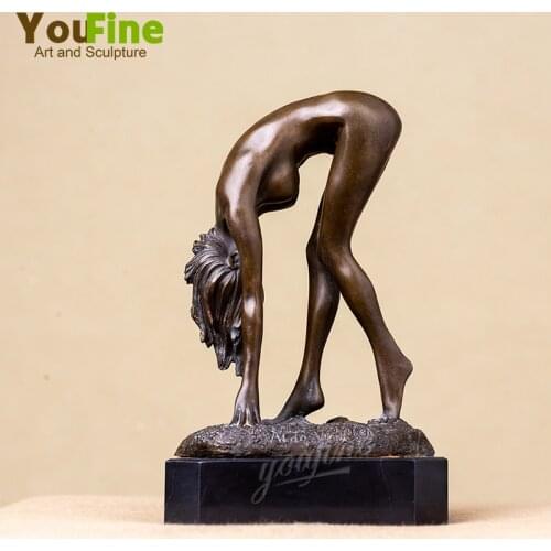 Modern Art Bronze Nude Sculpture Sexy Girl Bronze Statue Abstract Female Bronze Crafts Naked Woman Figurine For Home Office Deco