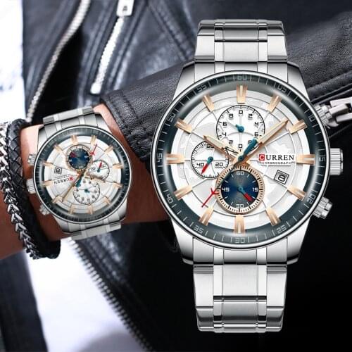 CURREN Casual Sport Watches for Men Top Brand Luxury Leather Quartz Wrist Watch Fashion Chronograph Male Clock Relogio Masculino