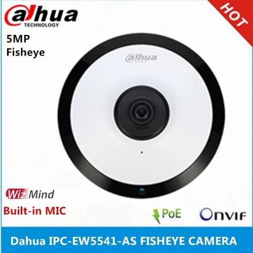 Dahua IPC-EW5541-AS Panorama 180° built-in MIC & SD card slot & Audio Alarm Interface POE 5MP WizMind IR 10M Fisheye Camera