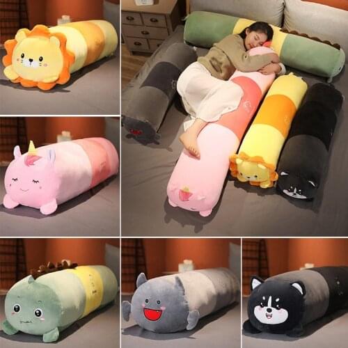Long Fat Cylindrical Lion Monster Dinosaur Plush Sleeping Pillow Toy Soft Stuffed Cartoon Animals Doll Removable and Washable