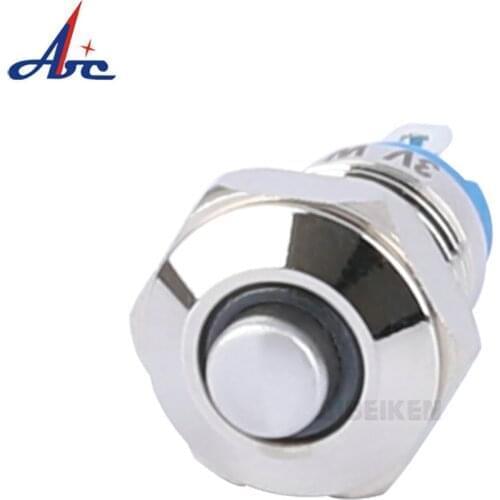 Electric Waterproof High Flush Head Power 12v Led Light Momentary Push Button Switch 8mm Pressure Switches