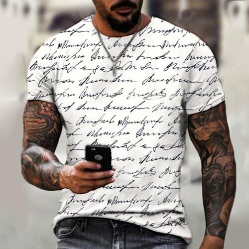Sexy Designer Hand Painted Letter Print Street Trend T-shirt Mens Summer Round Neck Short Sleeve Street Fashion T-shirt