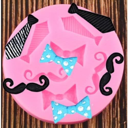 Moustache Tie Bow Fondant Silicone Molds Cupcake Topper DIY Party Cake Decorating Tools Candy Chocolate Gumpaste Moulds
