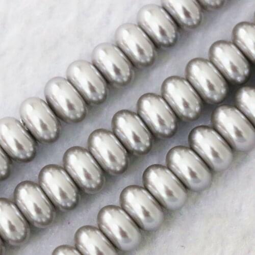 Hot Sale Elegant 4x6mm 5x8mm Rondelle Shell Simulated-pearl 2 Colors White and Silvers Gray Charms Diy Jewelry 15inch B1078