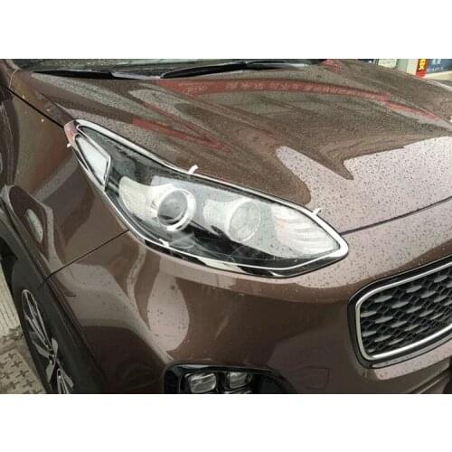 Chrome Strips Cover Reflector Guard Plates Front Headlight Decorative Accessories Mouldings for Kia Kx5, 2pcs