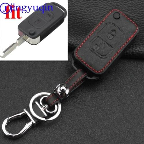 Jingyuqin 2-button remote control car key leather case Fob for Mercedes-Benz A C E S SLK E113 W folding Flid key