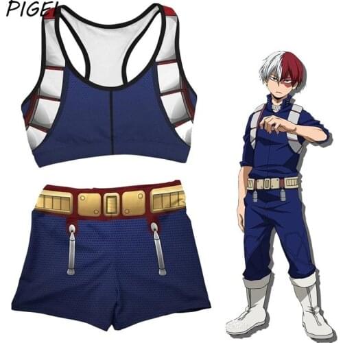 Anime My Hero Academia Cosplay Costumes Women Todoroki Shoto Midoriya Izuku Swimsuits Bra Shorts Sets For Girls Gym Clothes