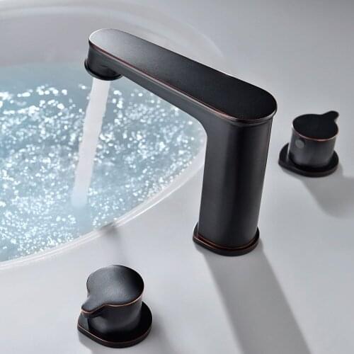 Oil-Rubbed Bronze Brass WideSpread Bathroom Faucet Two Handle Three-Hole Bathroom Vanity Sink Faucet basin mixer faucet