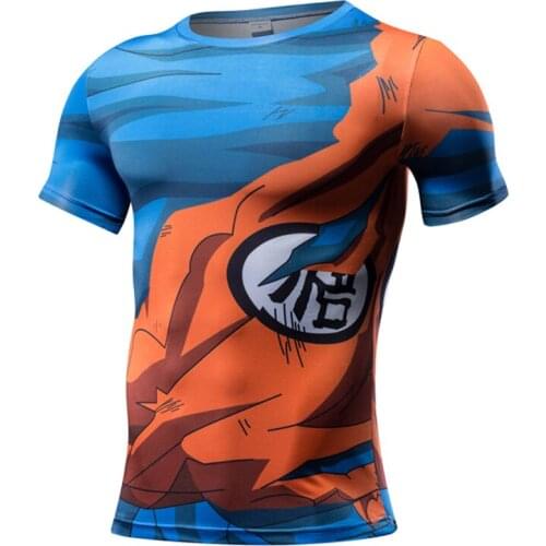 2021 Summer Mens New Casual T-Shirt Fashion Anime Goku Brand Hip-Hop Short-Sleeved Street Clothing Sports Slim Tops