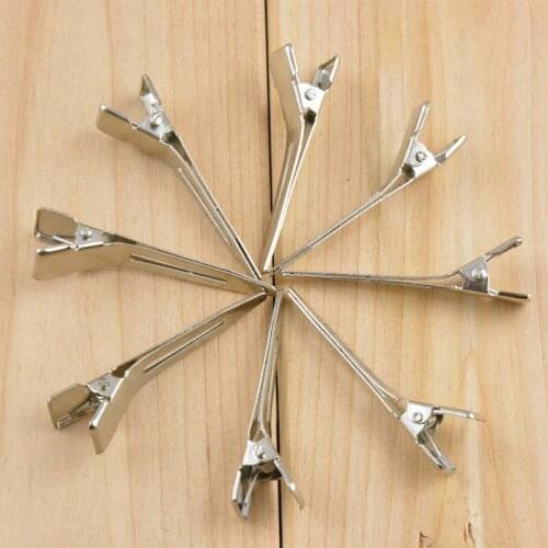 MengNa 100pcs lot 4.5cm 5.6cm Single Prong Stainless steel Alligator Hair Clips Silver Hairpins Korker Bow DIY Accessories