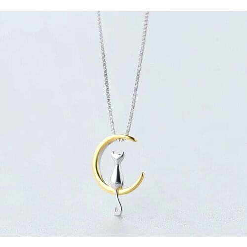 Fashion Silver Color Long Moon Cat Necklaces For Women Gift Korean Choker Necklace Boho Wedding Jewelry Collar