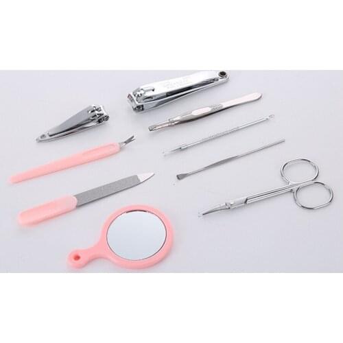 9 Pcs Set Eyebrow Trimmer Nail Clipper Eyebrow Tweezer Stainless Steel Scissor Professional Beauty Tools Accessories E1079