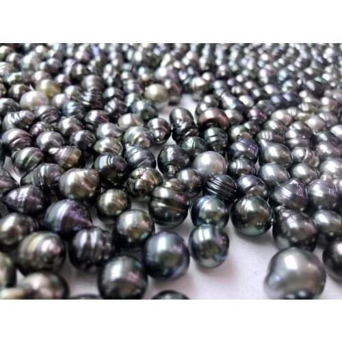 Real Natural Tahitian Tahiti South Sea Pearls, Loose Black Color Pearls, 9-11MM Big Size Round Pearls, 10PCS/LOT