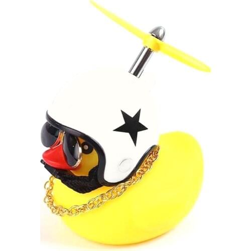 New Duck With Helmet Pendant Small Yellow Duck Road Bike Motor Helmet Riding Cycling Accessories Without Lights Car Decoration