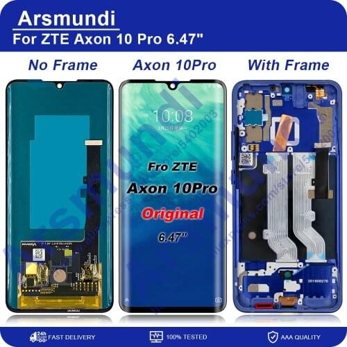 6.47"Original For ZTE Axon 10 Pro LCD Screen Display Frame+Touch Panel Digitizer A2020 A2020N3 Pro A2020U Pro A10P3251 A10P3351