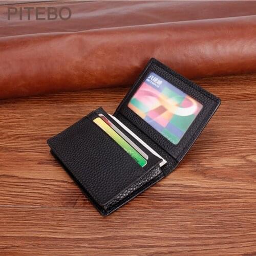 PITEBO Custom-made leather business card bag mens Litchi grain head leather leather business card holder anti-magnetic