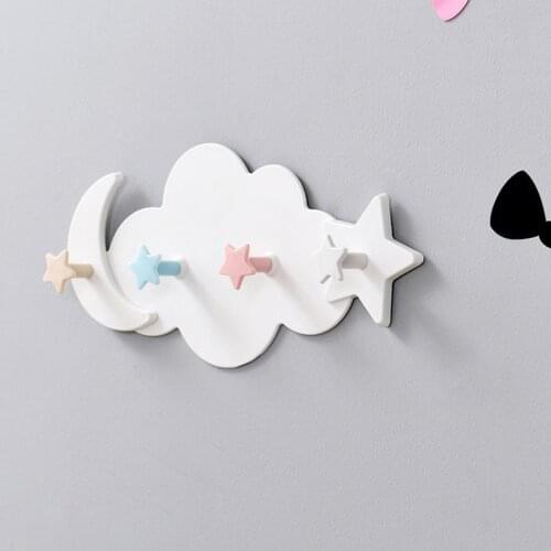 Plastic Star Cloud Hook Clothes Storage Hanger Rack Self Adhesive Wall Mounted Coat Hook Children Room Decorative Accessories