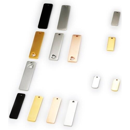 20pc stainless steel blank Strip rectangle charm bar pendant personalized customization DIY jewelry making