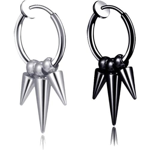 1Pair 2PC There is no ear hole Men Women Arrows Earrings Trendy Hip Hop Rock Clip Earring Male Punk Jewelry Black Silver Color