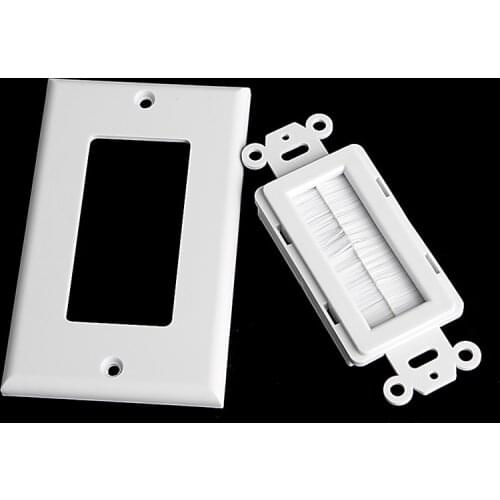 1 Single Gang Bristles Brush Wall Plate Port Insert Cover Outlet Mount Panel PC Flame-resistant material wholesale