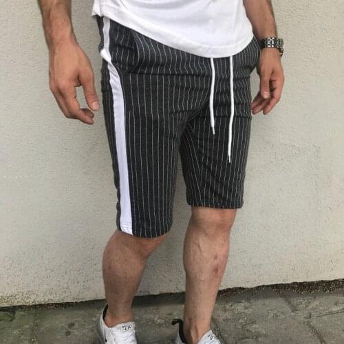 Striped Shorts Mens Casual Pants Loose Pocket Pants Man Baggy Shorts Knee Length Slim Fit Shorts Male Cotton Shorts Black Gray