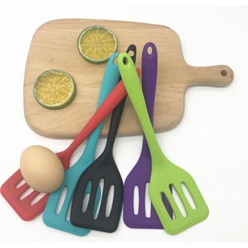 Silicone Slotted Turner High Heat Resistant Cooking Pan Frying Utensils Non Pancake Shovel Cooking Spatula Tools Stick Kitc X4U4