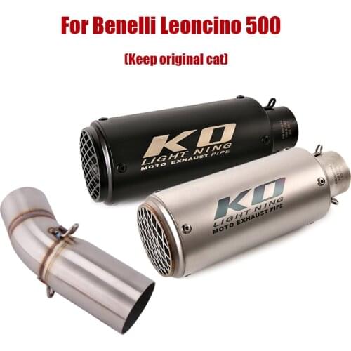 For Benelli Leoncino 500 800 Mid Link Pipe Connect Tube Slip On Stock Catalyst 51MM Exhaust End Tips Modified Muffler Motorcycle
