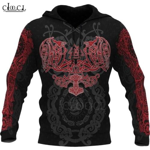 CLOOCL Viking Hoodies Skoll and Hati Tattoo 3D Print Mens Women Zipper Hoodie Harajuku Streetwear Pullover Unisex Casual Tops