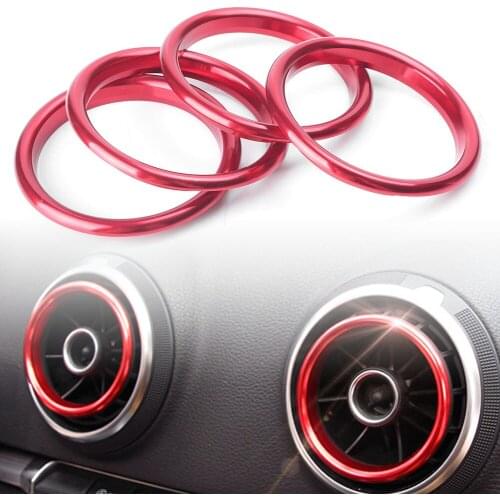 Car Decoration Accessories Air Vent Cover Ring 4PCS for Audi A3 8V 2012 2013 2014 2015 2016 2017 2018 2019 Red