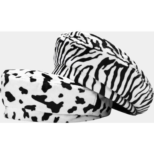 Cow pattern Spring Autumn Fashion New Beret Girl Painter Hat One Size Zebra Pattern Women Hat Peaked Cap