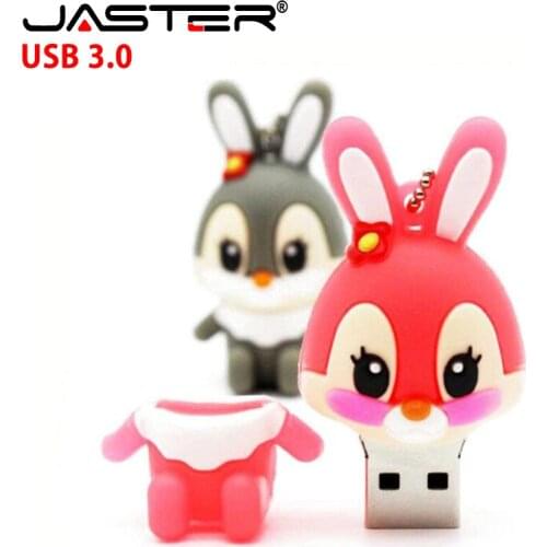 JASTER Promotional Mini Cartoon External Storage USB 3.0 4GB 8GB 16GB 32GB 64GB 128GB Cute bunny USB Flash Drive gift