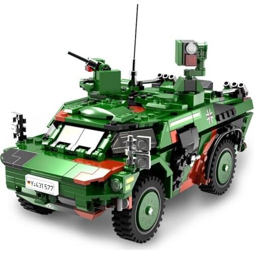 The Military Weapon Army Theme German African Fox Armored Reconnaissance Vehicle Building Blocks WW2 Model Bricks Toys