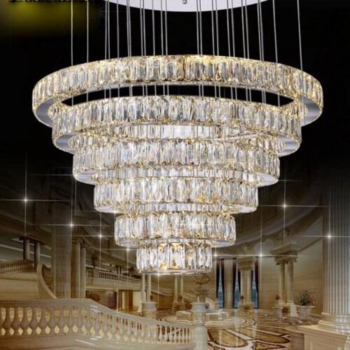 High end modern minimalist LED round crystal chandeliers creative living room restaurant crystal lamp construction lamps light