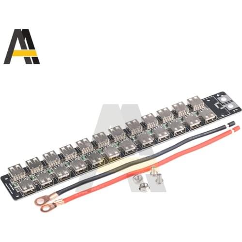 24 Port USB Charger Module 48A 240W Fast Charging Socket with 12AWG Silicone Wire Input 4.8v-5.2v for Model Power Supply Board