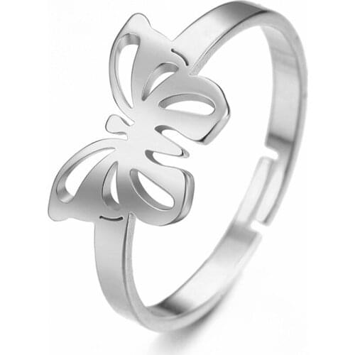 Women Rings Silver Plated Hollow Butterfly Rings Couple Wedding Rings Birthday Gift for Girlfriend Fashion Creativity Jewelry