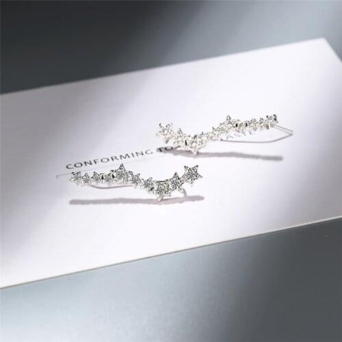Sole Memory Zircon Stars Sweet Cute Delicate Shiny 925 Sterling Silver Fashion Female Stud Earrings SEA557