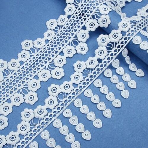 10yard Latest African Laces 2021 DIY New Single Side Wide Milk Silk Embroidery Fabric Burst White Sewing Trim Dress Accessories