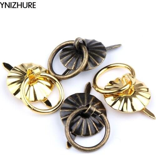 100pcs 18*20mm Small sun hand in hand metal handle drawer pull handle small wire Gold&Bronze pulls loop handle