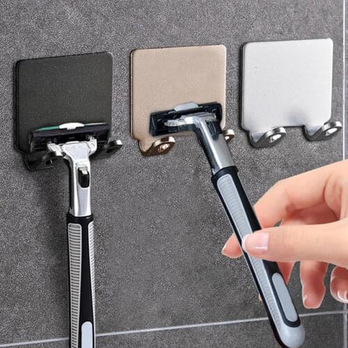2Pcs Razor Stainless Steel Holder Wall Men Shaving Shaver Shelf Bathroom Razor Rack Wall Adhesive Storage Hook Kitchen Hanger U3
